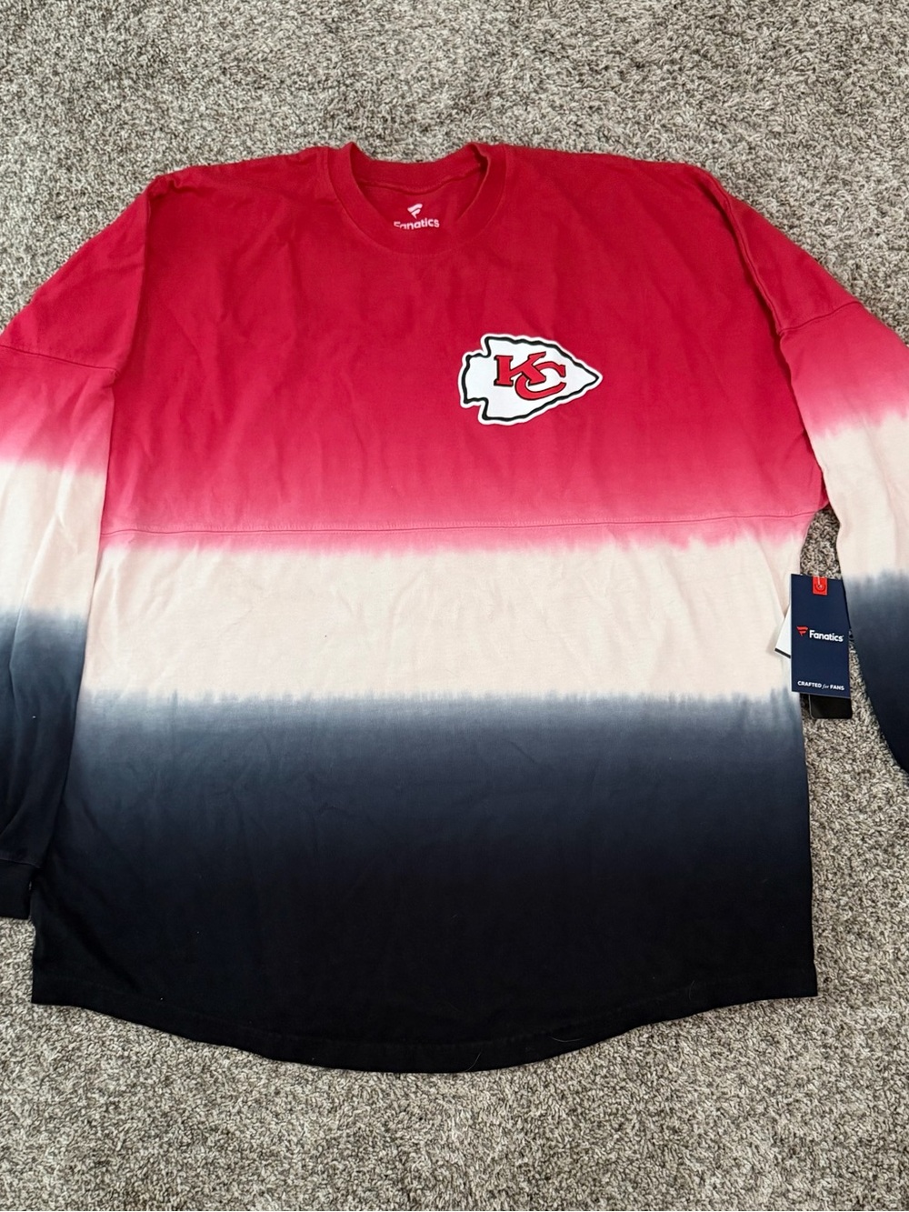 Women’s Fanatics Red White Black Ombre Kansas City Chiefs Long Sleeve Shirt